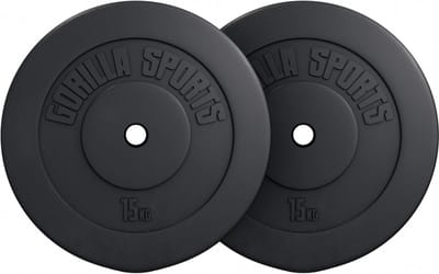 Gorilla Sports Halterschijven Set - Bundel - 30 kg - Kunststof - 30 mm - 2 x 15 kg
