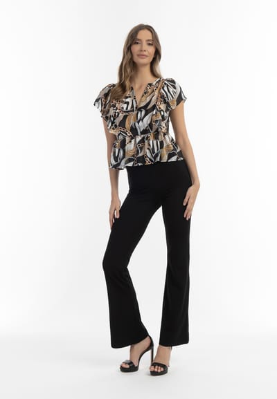 Faina Blouse Dames Zwart Veelkleurig