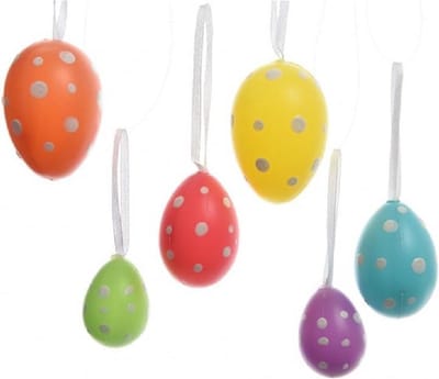 Decoris paaseieren decoratie - 12x - multicolor - met stippen - paasversiering