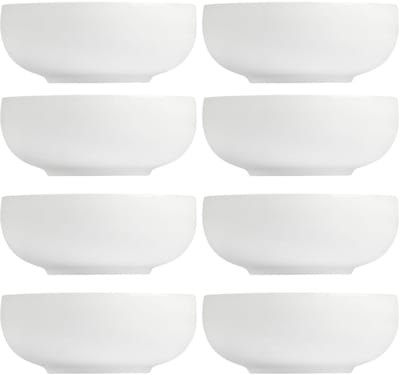 Vessia Kommetjes / serveer schaaltjes Poitiers - 8x - porselein - 18 x 7 cm - wit - Stapelbaar - 1200 ml - soepkommen - schalen - keuken