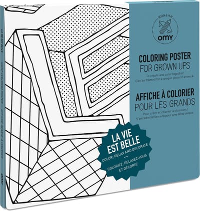 OMY - Kleur poster LA VIE EST BELLE - Giant coloring poster - voor jong en oud - 100 x 70 cm  - LA VIE EST BELLE