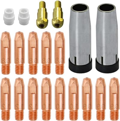 Accessoires voor gaslasapparaten - 20-delige set met nozzles, houders en diffusers voor lasdraad 0.8-1.2 mm, ideaal voor laswerk en onderhoud