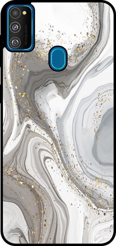Smartphonica Telefoonhoesje Geschikt voor Samsung Galaxy M30s met marmer opdruk - TPU backcover case marble design - Zilver geschikt voor Samsung Galaxy M30s
