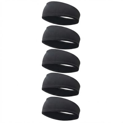 Set van 5 zwarte sport hoofdbanden voor heren en dames – elastische zweetbanden voor hardlopen, fitness en training – unisex haarbanden