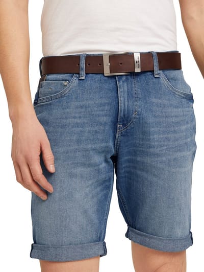 Tom Tailor - TTTOM leren riem met vierkante gesp - Maat 120 - brown uni