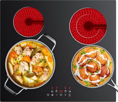 Keramische Kookplaat - Elektrische Kookplaat - Dagelijks Koken - 9 Temperatuurstanden - 59 cm Breed - Zwart