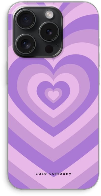 Case Company® - Hoesje geschikt voor iPhone 15 Pro hoesje - Hart Paars - Soft Cover Telefoonhoesje - Bescherming aan alle Kanten en Schermrand
