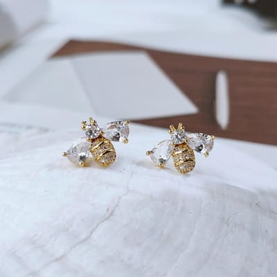 Bij Stud Oorbellen Honingbijen Studs Oorbellen Handgemaakte Sieraden Pushback Sluiting Oorbellen Minimalistisch Modieus Cadeau voor gray