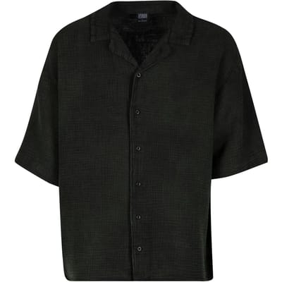 Urban Classics - Acid Washed Musselin Overhemd - S - Olijfgroen