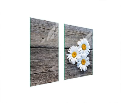 TMK ArtDeko - Snijplank van glas - 75x52 cm - Stokrotka - Veilig en veelzijdig