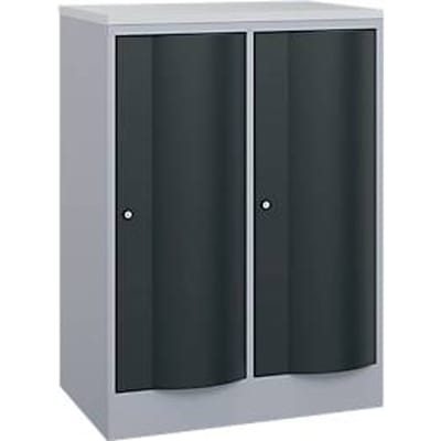 C+P Garderobekast Resisto, 2 vakken, 2 legborden, B 772 x D 540 x H 1077 mm, blank aluminium/antracietgrijs