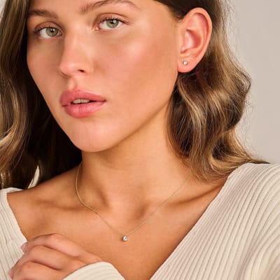 Blush Collier LG3001Y 14k Geelgoud 0.20crt G SI Briljant Lab Grown Diamant 42cm