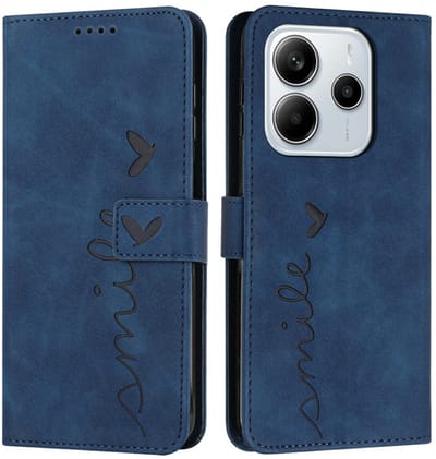 Coverup Hoesje - Geschikt voor Xiaomi Redmi Note 14 4G Hoesje - Coverup Smile Book Case - Blauw