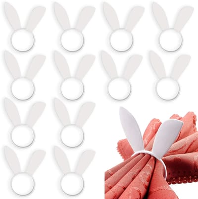 Dailygoods- Servetringen 12 stuks - Paashaas/Oor - Konijn - Tafeldecoratie - Lente/Paasfeest - Legering