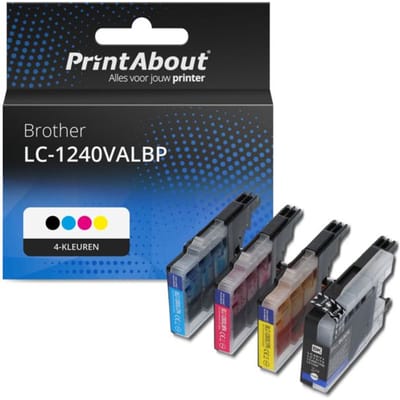 PrintAbout huismerk Inktcartridge LC-1240VALBP 4-kleuren Multipack Geschikt voor Brother