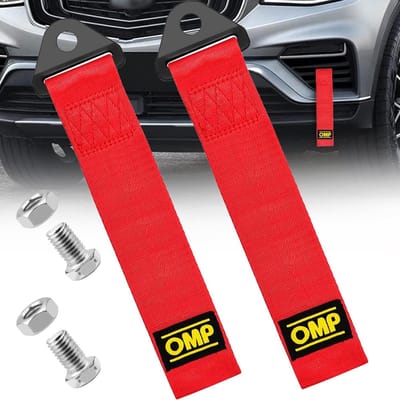 Dailygoods- Trekkabel 2 Stuks - Sterk Polyester - Sleeptouw 2 Ton - Voor Raceauto's - Eenvoudig te Installeren - 260 mm Lang