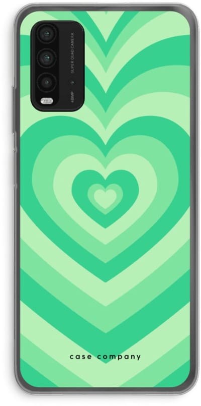 Case Company® - Hoesje geschikt voor Xiaomi Redmi 9T hoesje - Hart Groen - Soft Cover Telefoonhoesje - Bescherming aan alle Kanten en Schermrand