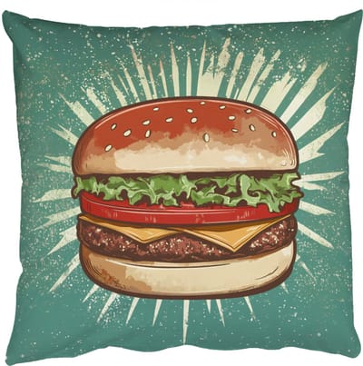 Sierkussens - Kussentjes Woonkamer - 50x50 cm - Hamburger - Illustratie - Sla - Kaas