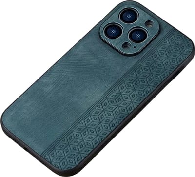 Leren Telefoonhoesje – Geschikt voor iPhone 17, Schokabsorberend Smartphone Hoes, Luxe Business Case, Volledige Bescherming - Groen