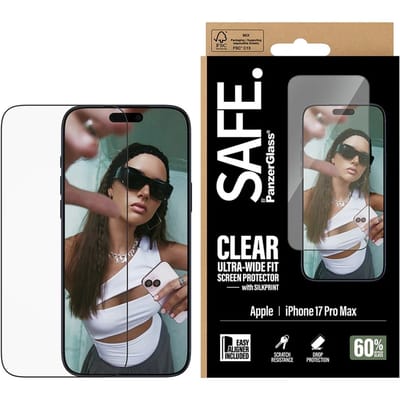 SAFE by PanzerGlass Ultra-Wide Fit Screenprotector met EasyAligner geschikt voor Apple iPhone 17 Pro Max