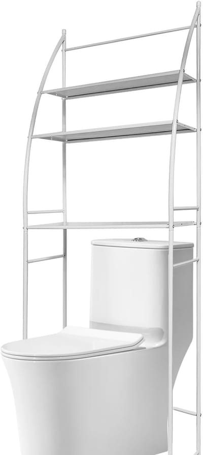Linkforu - Toiletrek - Wasmachinekast - Opbergrek - Badkamerrek - Ruimtebesparend - Metaal - Wit - 3 Planken