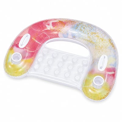Opblaasbaar Zwembed - Waterhangmat - Ligstoel Zwembad - Roze U-Vormige Zwembadfloat Met Strik en Bekerhouders - 90 x 70 cm
