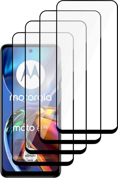 Screenprotector geschikt voor Motorola Moto E32 / E32s - Gehard Glas Beschermglas Tempered Glass Volledig Dekkende Screen Protector - 4 Stuks
