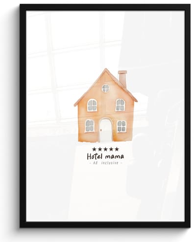 Poster in lijst - Fotolijst 50x70 cm - Posters - Oranje - Huisje - Quote - Hotel - Posterlijst zwart - Decoratie - Wanddecoratie woonkamer - Muurdecoratie slaapkamer