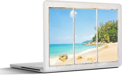 Laptop sticker - 11.6 inch - Doorkijk - Strand - Zee - 30x21cm - Laptopstickers - Laptop skin - Cover