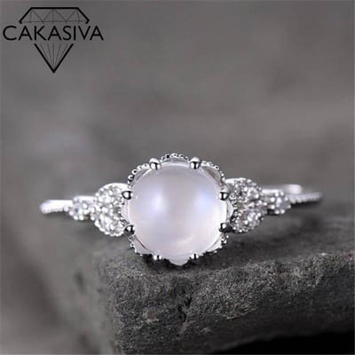 Dames 925 Sterling Zilver Maansteen Ring Witte Opaal Ring Verlovingsring Zilveren Sieraden Ring Groothandel 10 gray