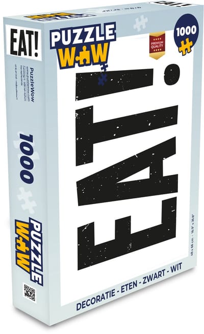 Puzzel Decoratie - Eten - Zwart - Wit - Legpuzzel - Puzzel 1000 stukjes volwassenen