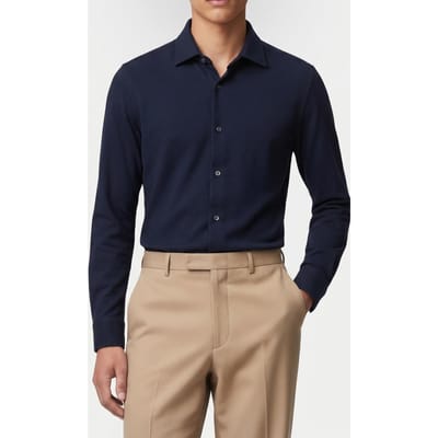 Reiss Brushed Cotton Overshirt Navy Size: XS | Formal Shirts Outlet | Heren | Blauw