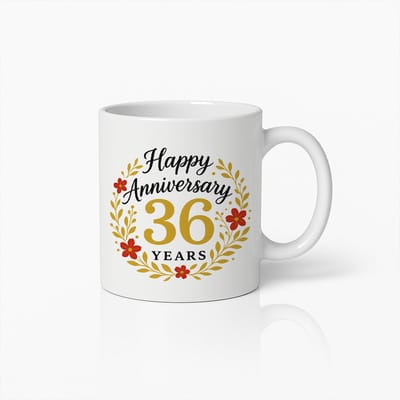 330ml Gelukkige 36ste Jubileum Koffiemok – Elegante Bloemenontwerp Cadeau voor Stellen