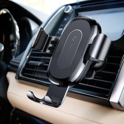 Baseus Gravity Car Mount Autohouder + Qi Draadloze Oplader Zilver