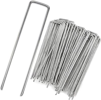50 U-vormige grondpennen voor de tuin - Gazon Pennen - 100 x 40 mm - 2.2 mm diameter - U-vormige bevestigingspennen van gegalvaniseerd staal - geschikt voor mulch, schuttingen en netten