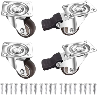 Meubelwielen Set - Transportrollen Zwenkwielen - Maken Verplaatsen Makkelijk - Stil En Vloervriendelijk - 2 Inch Wielbreedte - Bruin