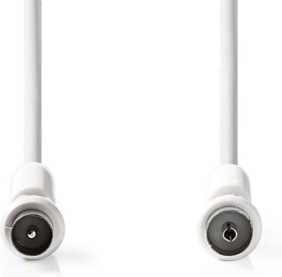 Nedis Coaxkabel - IEC (Coax) Male - IEC (Coax) Female - Vernikkeld - 120 dB - 75 Ohm - Viervoudig Afgeschermd - 1.50 m - Rond - PVC - Wit - Envelop