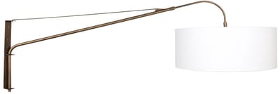 Wandlamp Elegant Classy 4750BR brons met grof wit linnen kap Ø50 cm - Steinhauer, verstelbaar en uitschuifbaar, modern design