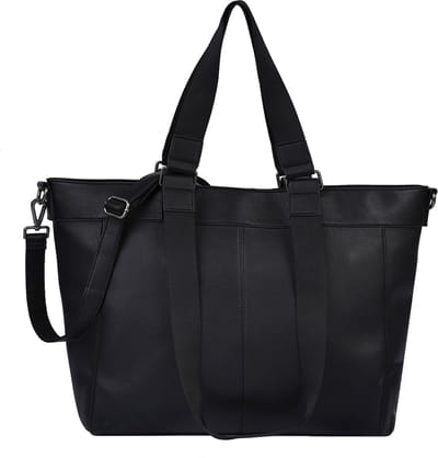 FREDsBRUDER Leren shopper schoudertas Keep On Smiling Big Shopper Black zwart