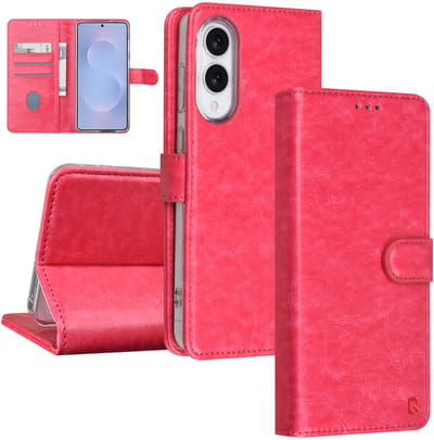 TUNIQ telefoonhoesje voor Samsung Galaxy S25 Edge - met kaartsleuven - Hot Roze
