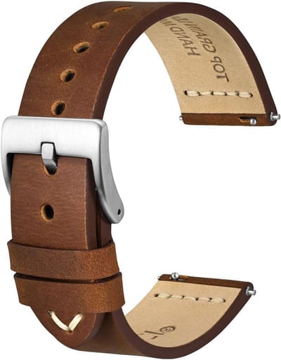 Hoge kwaliteit leren horlogeband met Franse waxdraad en snelle release, vervangende armband voor mannen, breedte 18 mm, 20 mm, 22 mm
