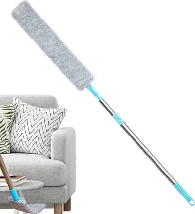 Platte Stoffer - Onder Apparaten - Stof Verwijderen - Inklapbaar Handvat - 126 cm - Grijs
