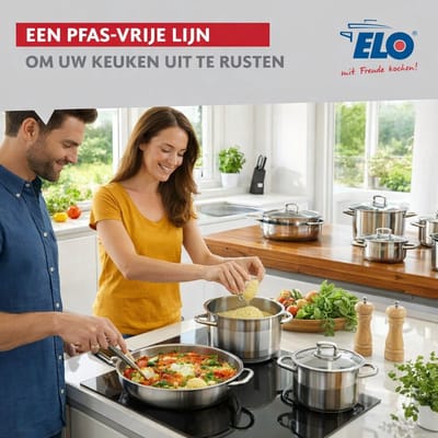 Set van 3 Koekenpannen 24, 28 en 32 cm en 1 braadpan 12 cm Elo Profi Brillant