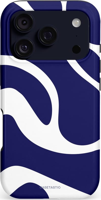Casetastic hoesje geschikt voor Apple iPhone 17 Pro - MagSafe - Dubbellaagse bescherming - Zeebries Golven - Fashion Case - Donkerblauw Wit