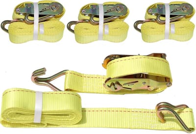 Set van 4 Extra Sterke Spanbanden met Ratel en Dubbele J-Haken, 2 Inch x 16 Voet
