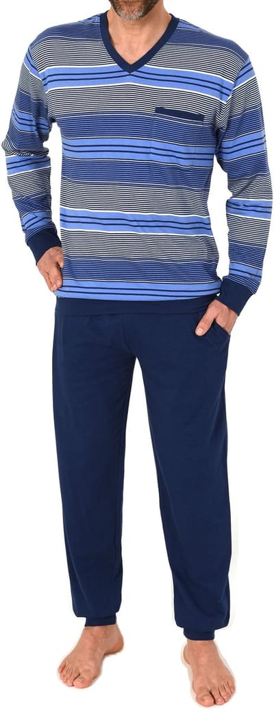 Normann heren pyjama lang met manchetten - pyjama met strepenlook - ook in grote maten