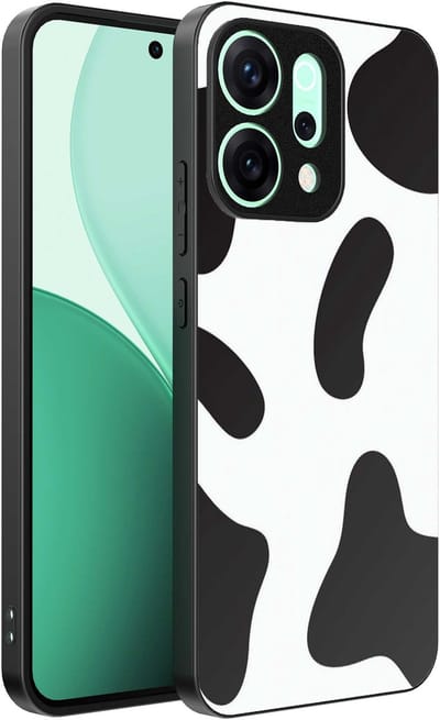 Geschikt voor Oppo Reno 14 Telefoonhoesje met Koeienvlekken Opdruk - TPU Backcover Case With Cow Patches Design - Smartphonica geschikt voor Oppo Reno 14
