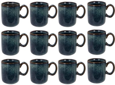 Cosy & Trendy koffie mok Bilbao - 12x stuks - blauw - 170 ml - drink mokken - keramiek