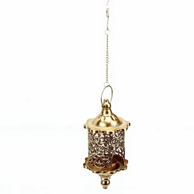 Porte-bougie décoratif marocain en fer fait main vintage ajouré à suspendre support pour bougie chauffe-plat pour maison porche patio or