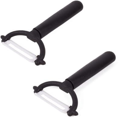 Benson Dunschiller - 2x - zwart/wit - keramiek/kunststof - 12,5 cm - aardappelschiller